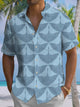 Alohadaddy® Casual Crane Art Print Chest Pocket Moisture Wicking Men's Short Sleeve Shirt Big & Tall