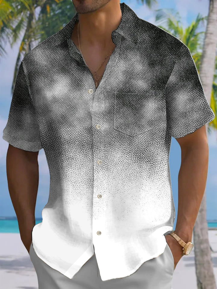 Alohadaddy® Casual Gradient Textured Print Art Moisture Wicking Chest Pocket Men&