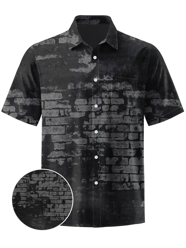 Alohadaddy® Casual Brick Wall Geometric Print Art Moisture Wicking Men&
