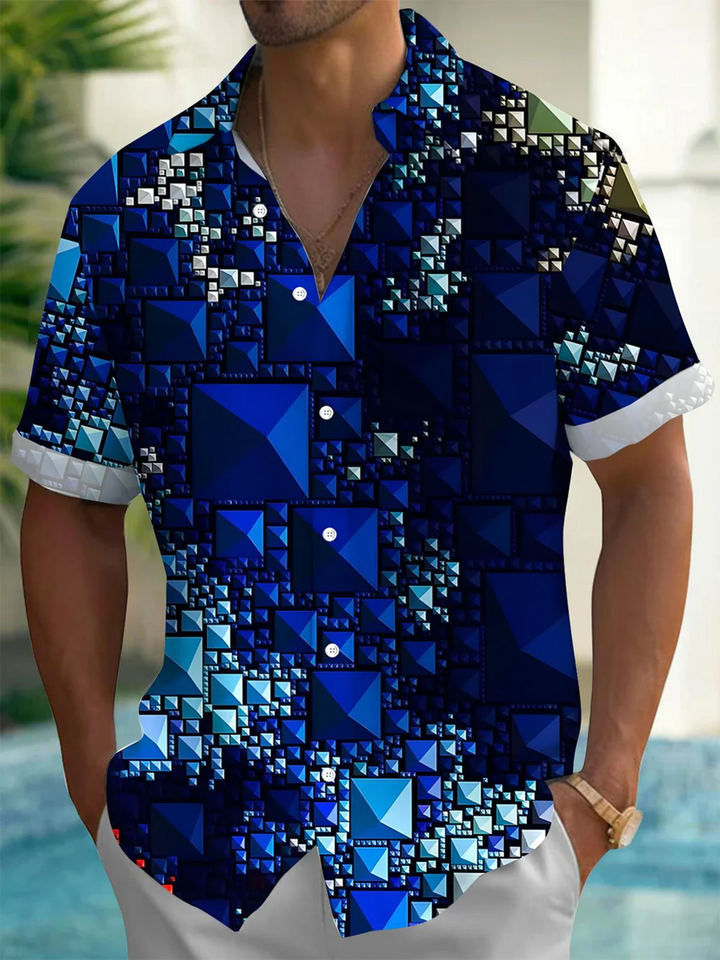 Alohadaddy® Casual Geometric Art Print Moisture Wicking Men&