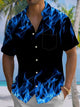 Alohadaddy® Casual Flame Art Print Chest Pocket Men's Short Sleeve Shirt Big & Tall