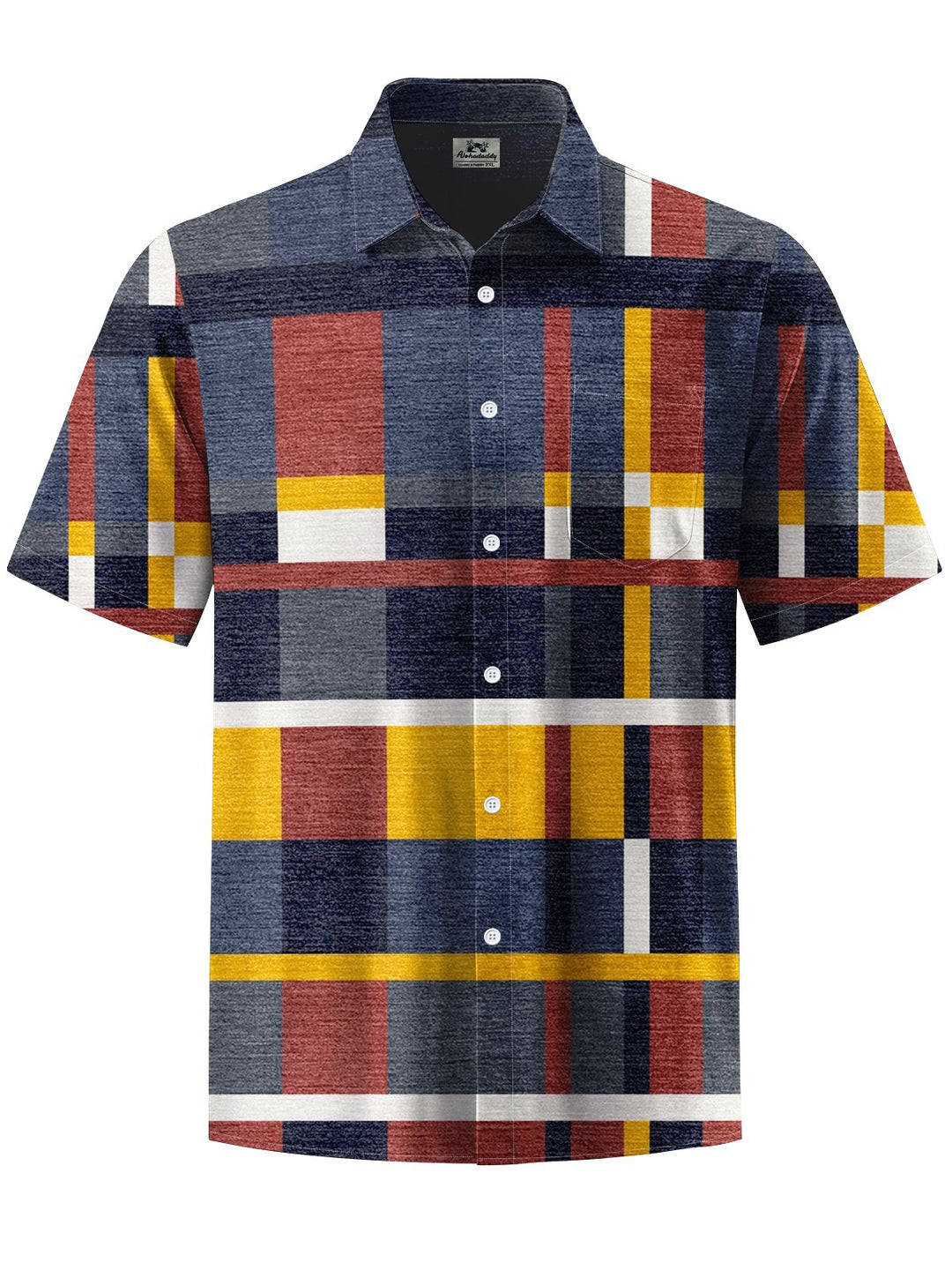 Alohadaddy® Vintage Check Art Print Chest Pocket Men&