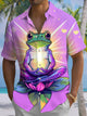 Alohadaddy® Hawaiian Frog Art Print Chest Pocket Mens Short Sleeve Shirts Big & Tall