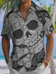 Alohadaddy® Casual Skull Paisley Art Print Chest Pocket Men's Short Sleeve Shirt Big & Tall
