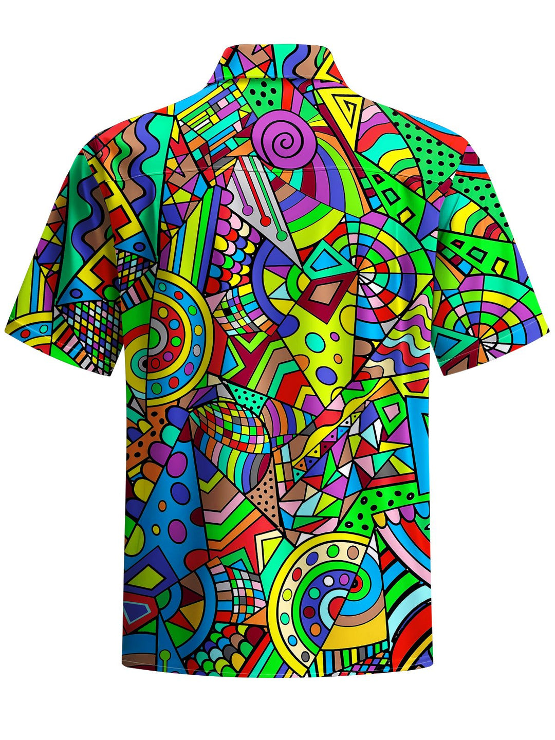 Alohadaddy® Casual Geometric Art Print Chest Pocket Men&
