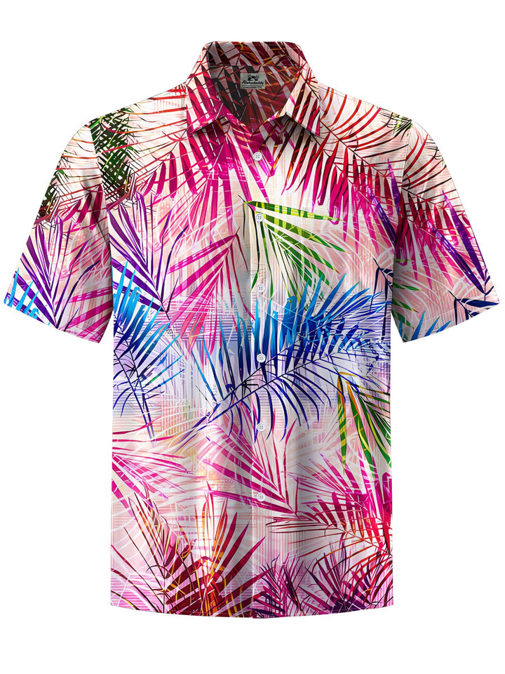 Alohadaddy® Hawaiian Palm Leaf Art Print Chest Pocket Men&