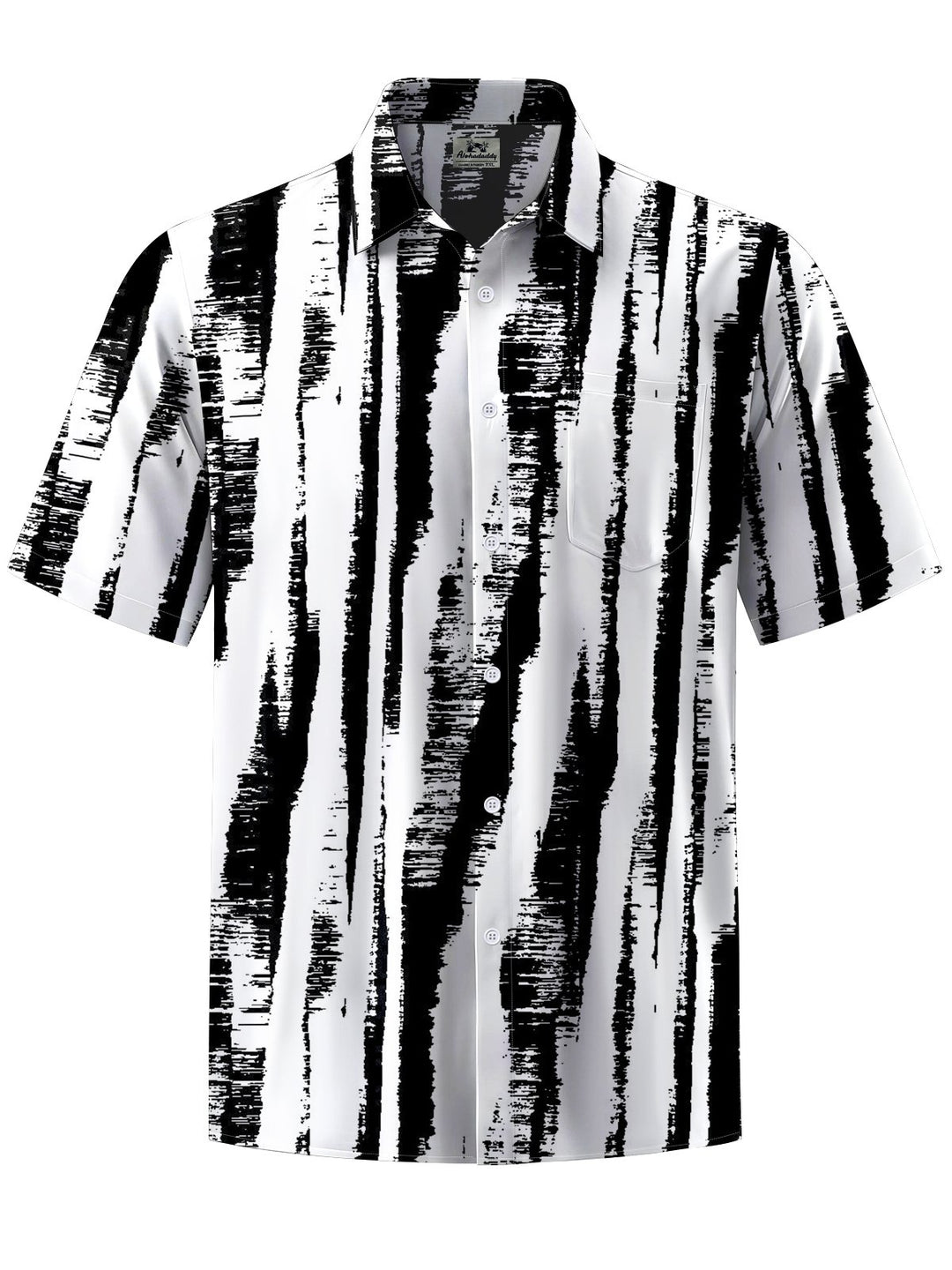Alohadaddy® Casual Stripe Art Print Chest Pocket Men&