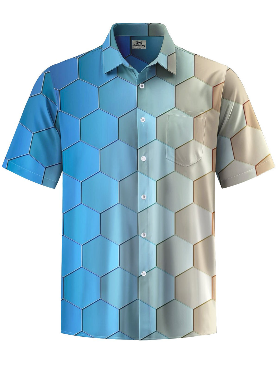 Alohadaddy® Casual Geometric Ombre Art Print Chest Pocket Men&