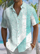 Alohadaddy® Casual Stripe Art Print Chest Pocket Men's Short Sleeve Shirt Big & Tall
