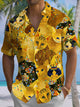 Alohadaddy® Men's Vintage Cat Art Print Chest Pocket Stretch Short Sleeve Shirt Big & Tall