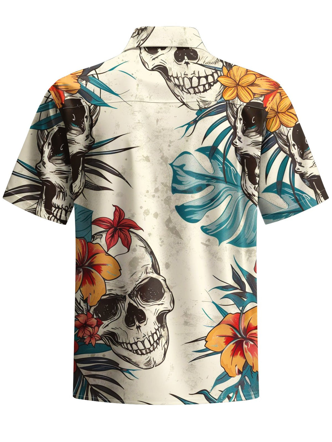 Alohadaddy® Casual Skull Holiday Art Print Chest Pocket Stretch Men&