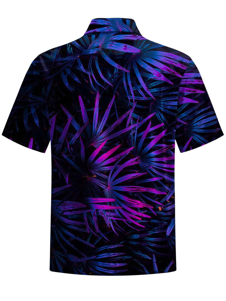 Alohadaddy® Hawaiian Palm Leaf Art Print Chest Pocket Stretch Men&