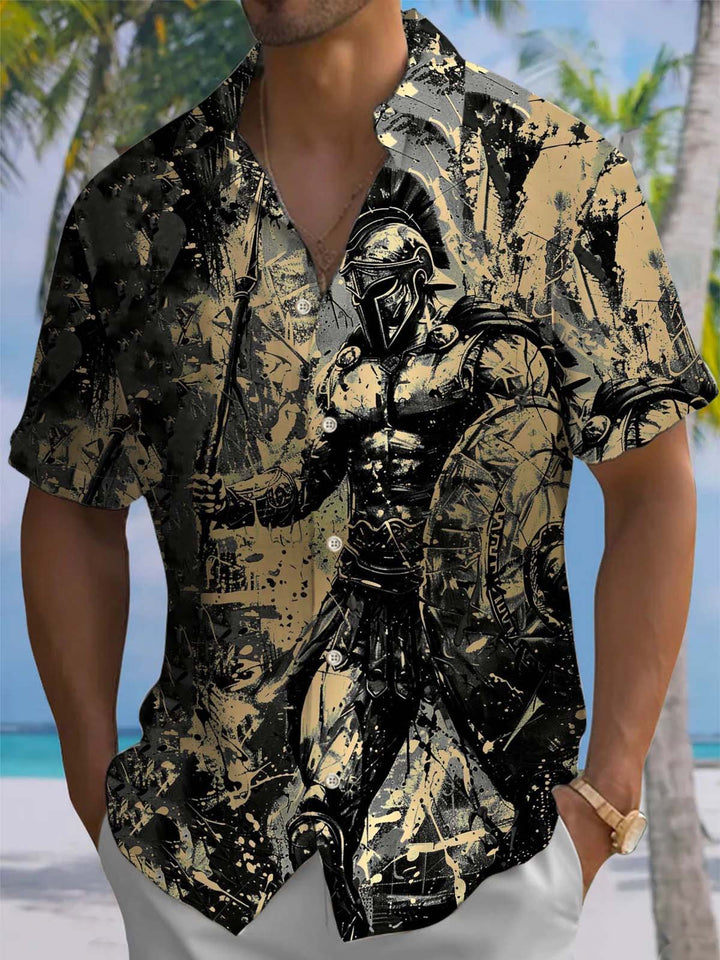 Alohadaddy® Vintage Spartan Art Print Chest Pocket Men&