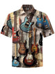Alohadaddy® Vintage Guitar Print Art Pocket Stretch Men's Short Sleeve Shirt Big & Tall