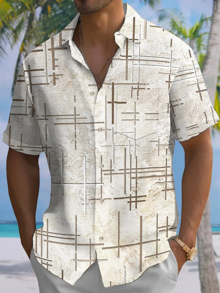 Alohadaddy® Casual Stripe Print Button Pocket Stretch Men&