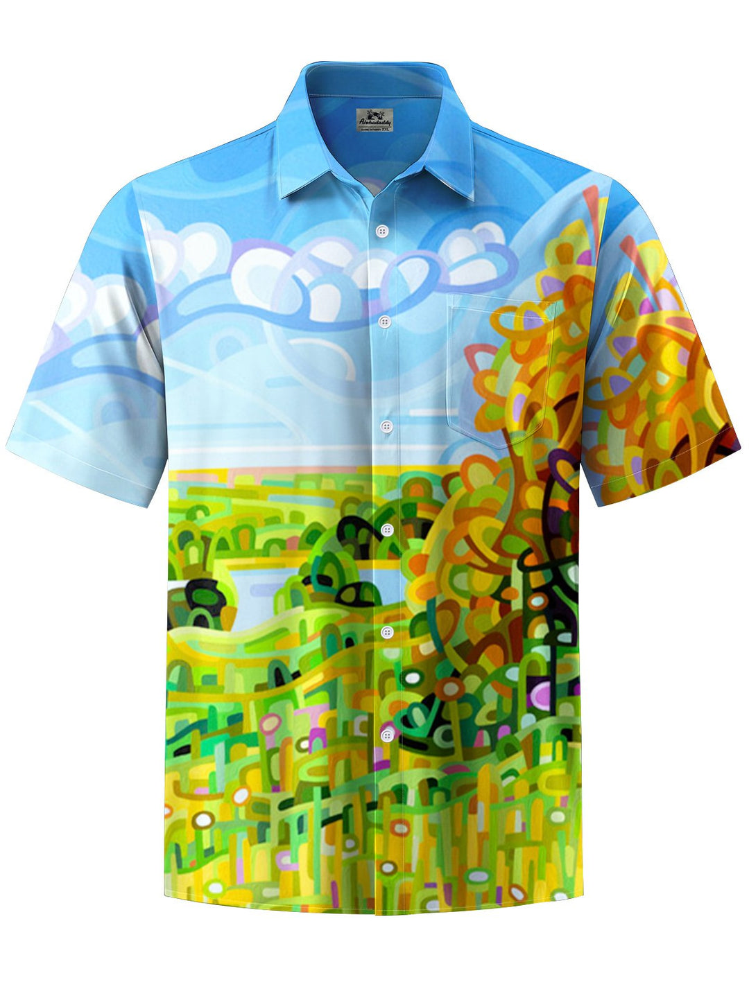 Alohadaddy® Hawaiian Abstract Art Print Elastic Pocket Button Men&