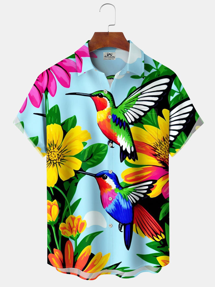 Alohadaddy® Hawaiian Hummingbird Plant Print Men&
