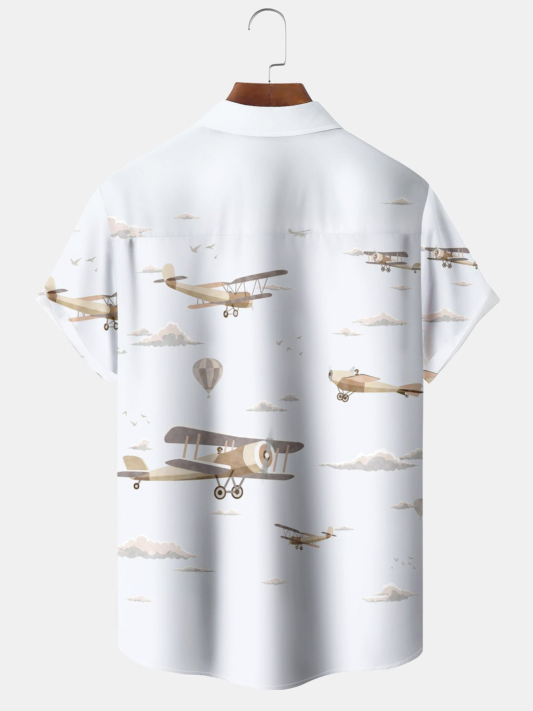 Alohadaddy® Casual Biplane Print Pocket Elastic Button Men&