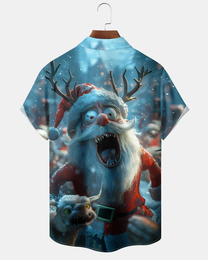 Alohadaddy® Christmas Red Eyed Santa Print Pocket Elastic Button Men&
