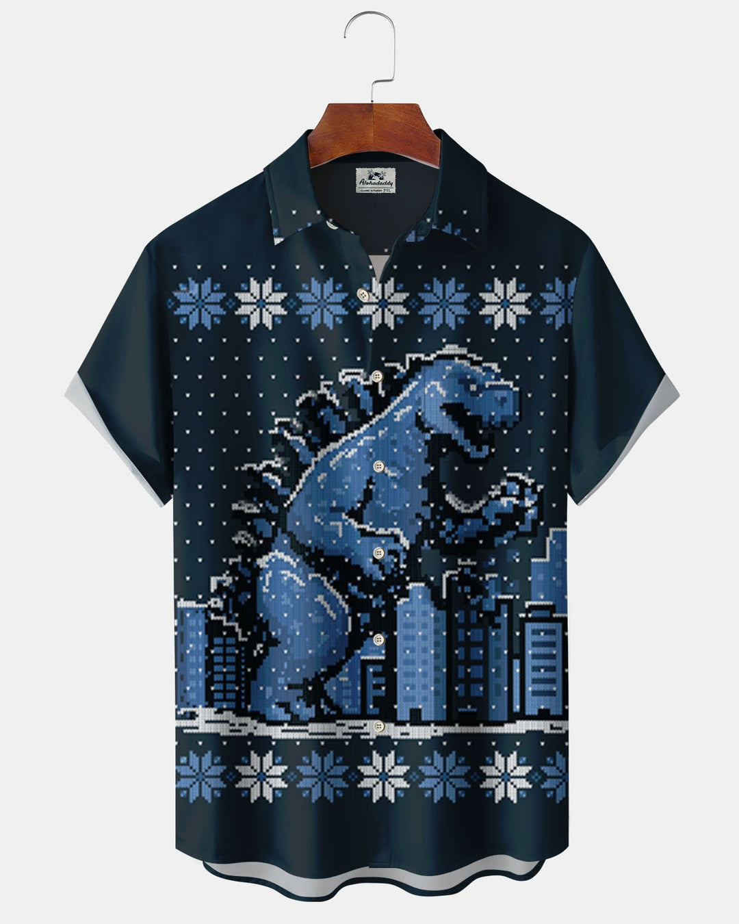Alohadaddy® Holiday Christmas Monster Print Art Stretch Button Pocket Men&