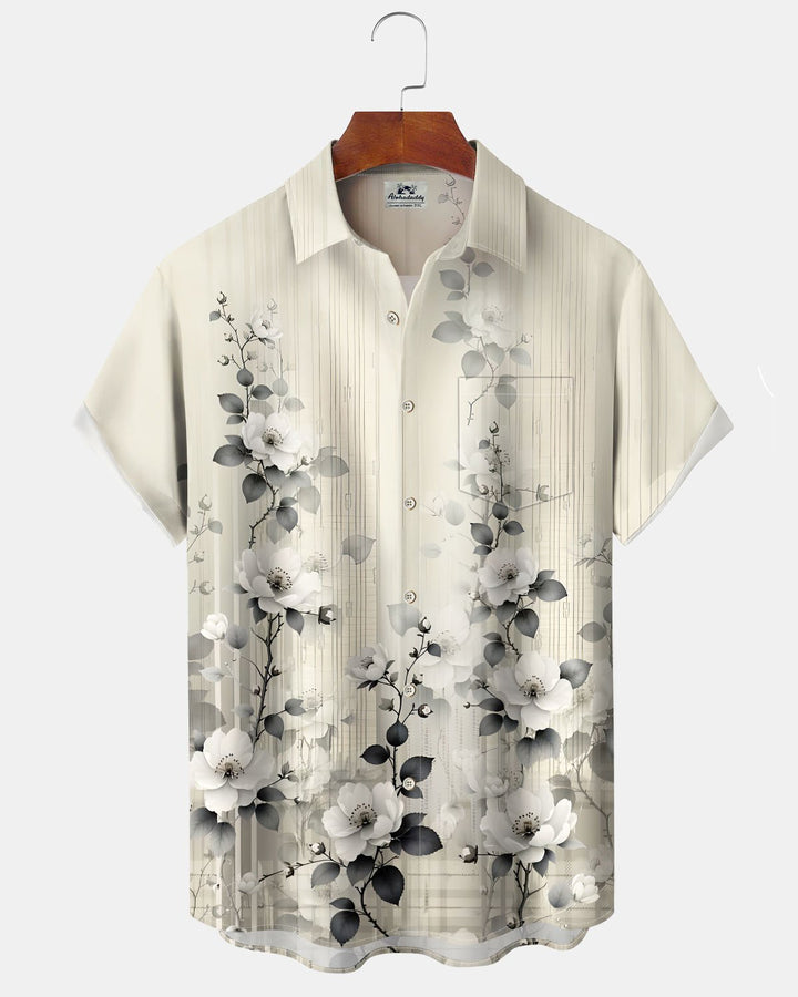Alohadaddy® Casual Floral Striped Art Print Men&