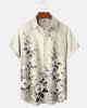 Alohadaddy® Casual Floral Striped Art Print Men's Short-Sleeve Shirt Big & Tall