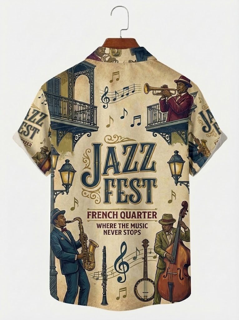 Alohadaddy® Retro Jazz Music Print Men&