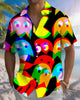 Alohadaddy® Casual Fun Monster Print Art Pocket Button Men's Short-Sleeve Shirt Big & Tall