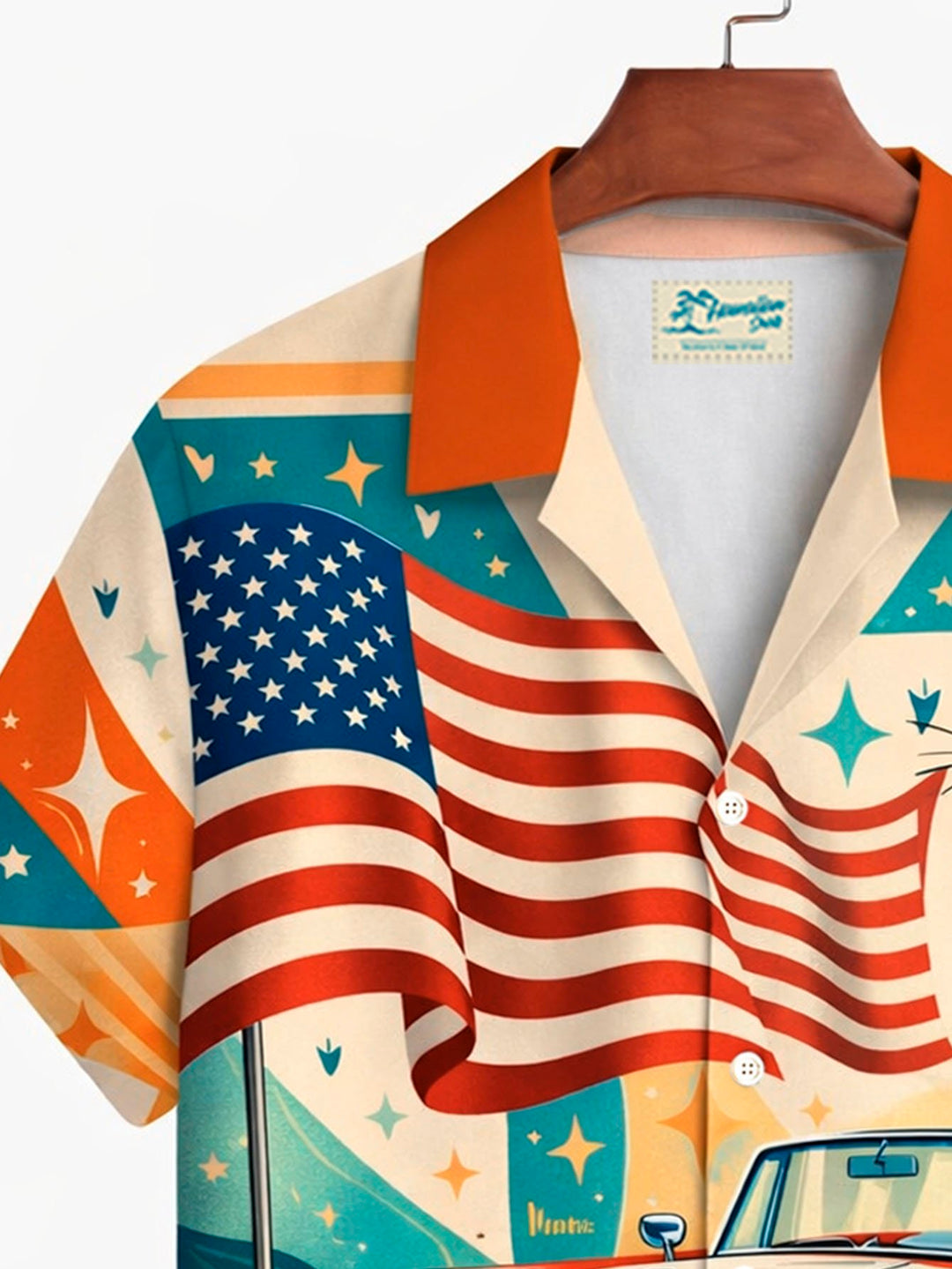 Alohadaddy® Hawaii Retro Geometric Atomic Cat Flag Print Men&