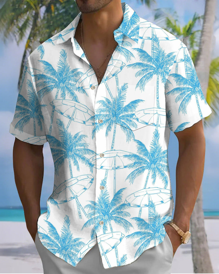 Alohadaddy® Hawaiian Palm Tree Print Art Button Cardigan Pocket Men&