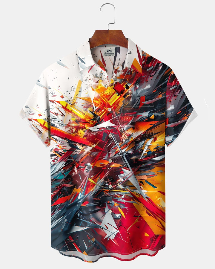 Alohadaddy® Casual Abstract Print Art Button Pocket Cardigan Men&