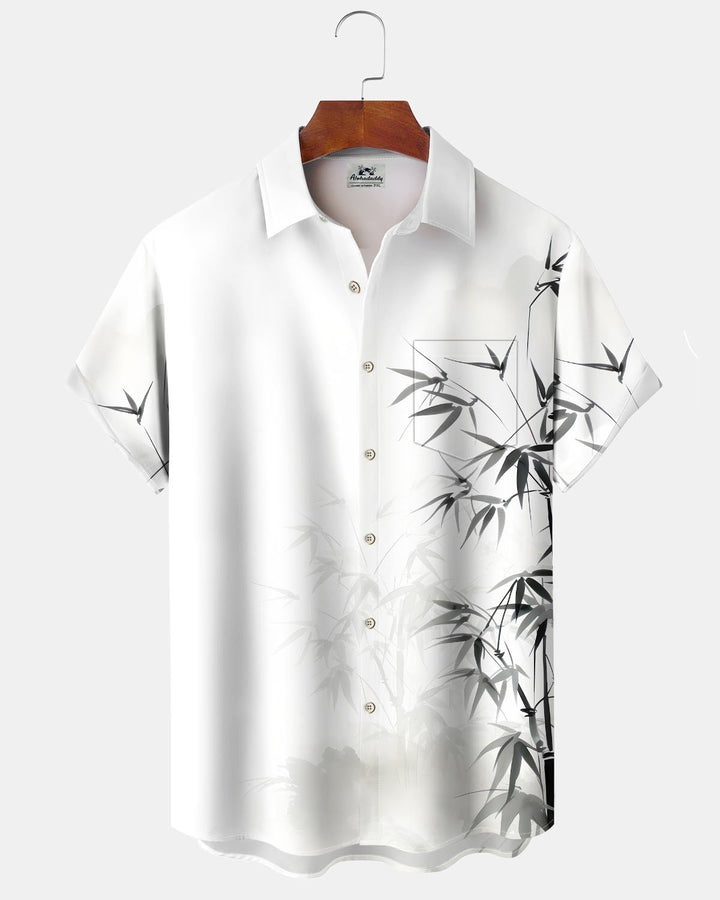 Alohadaddy® Casual Bamboo Print Artistic Button Pocket Cardigan Men&