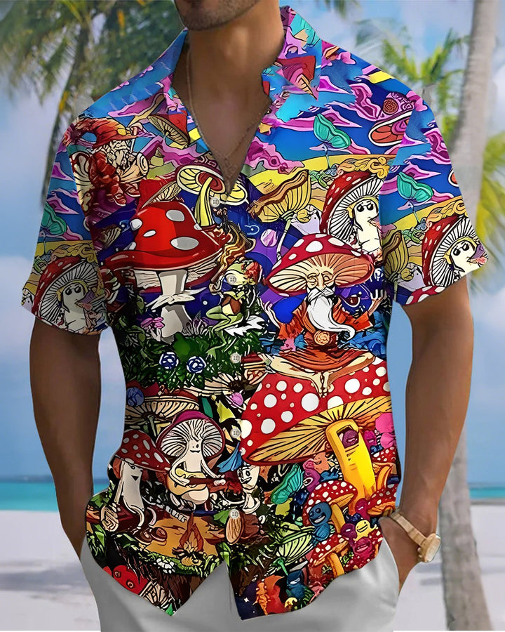 Alohadaddy® Vintage Fly Agaric Mushroom Print Art Buttons Pockets  Cardigan, Men&