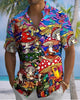 Alohadaddy® Vintage Fly Agaric Mushroom Print Art Buttons Pockets  Cardigan, Men's Short-Sleeve Shirt Big & Tall