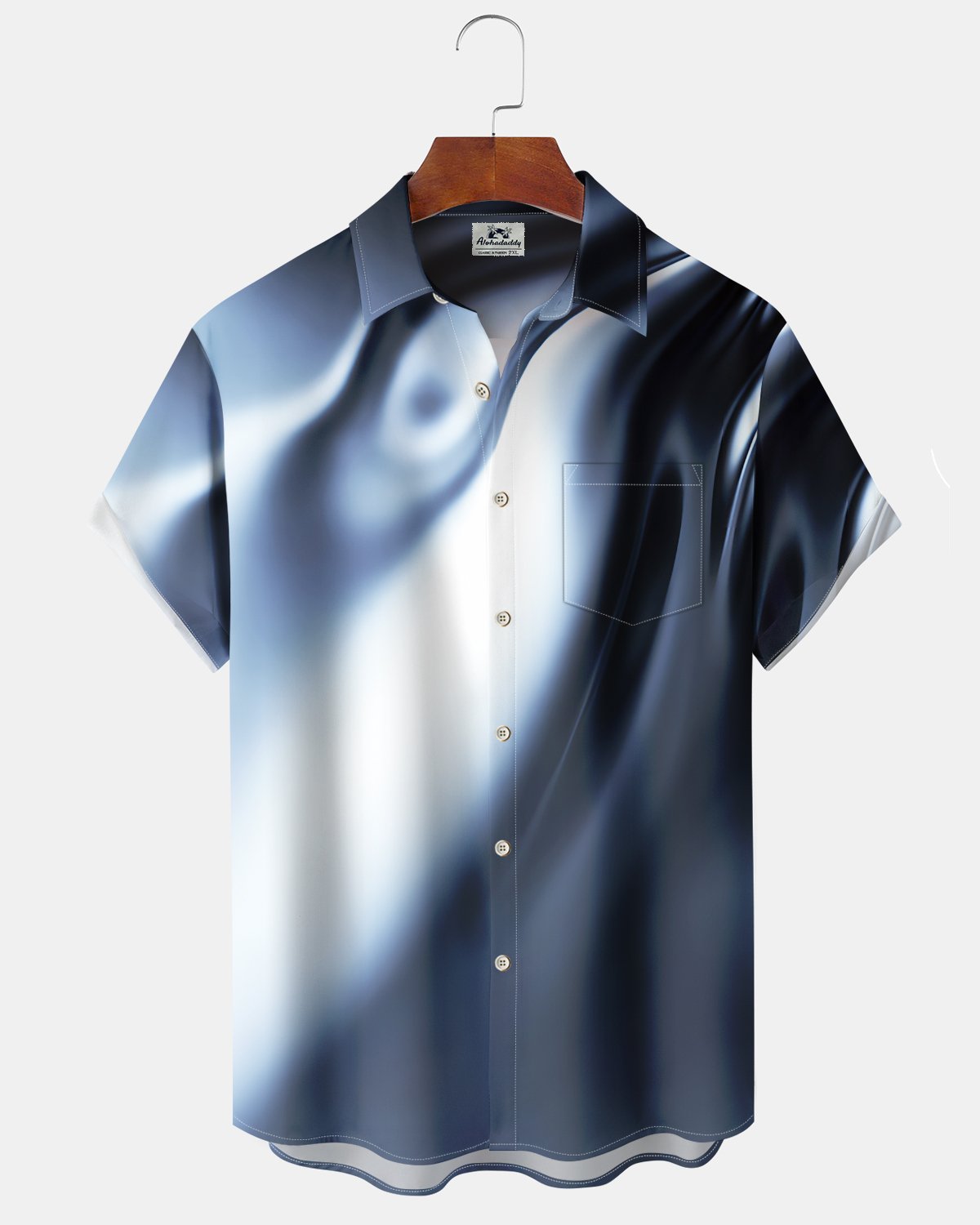 Alohadaddy® Casual Gradient Print Art Button Pocket Cardigan Men's Short Sleeve Shirt Big & Tall