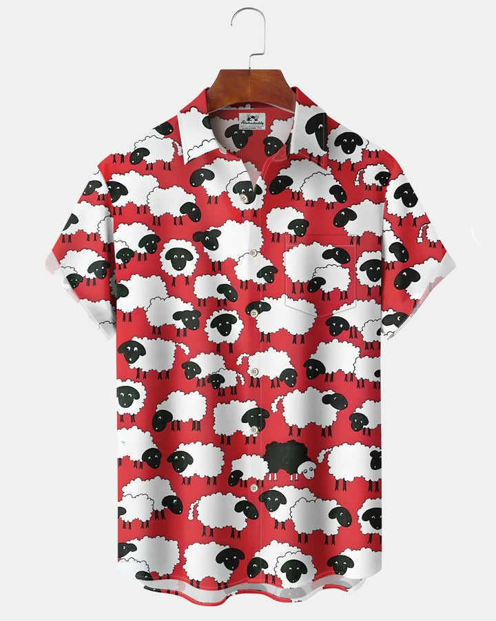 Alohadaddy® Casual Sheep Print Artistic Button Pocket Cardigan Men&