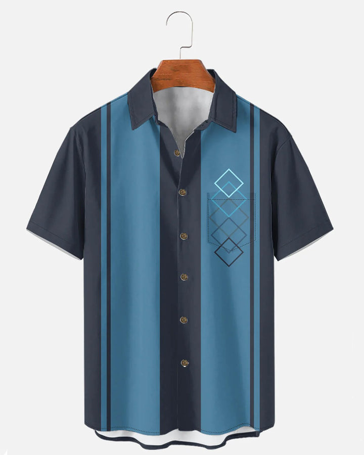 Alohadaddy® Casual Geometric Print Art Button Pocket Cardigan Men&
