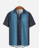 Alohadaddy® Casual Geometric Print Art Button Pocket Cardigan Men's Short Sleeve Shirt Big & Tall