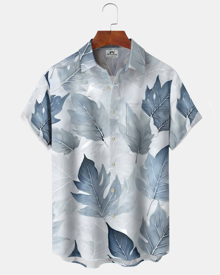 Alohadaddy® Hawaiian Palm Leaf Print Art Button Pocket Cardigan Men&