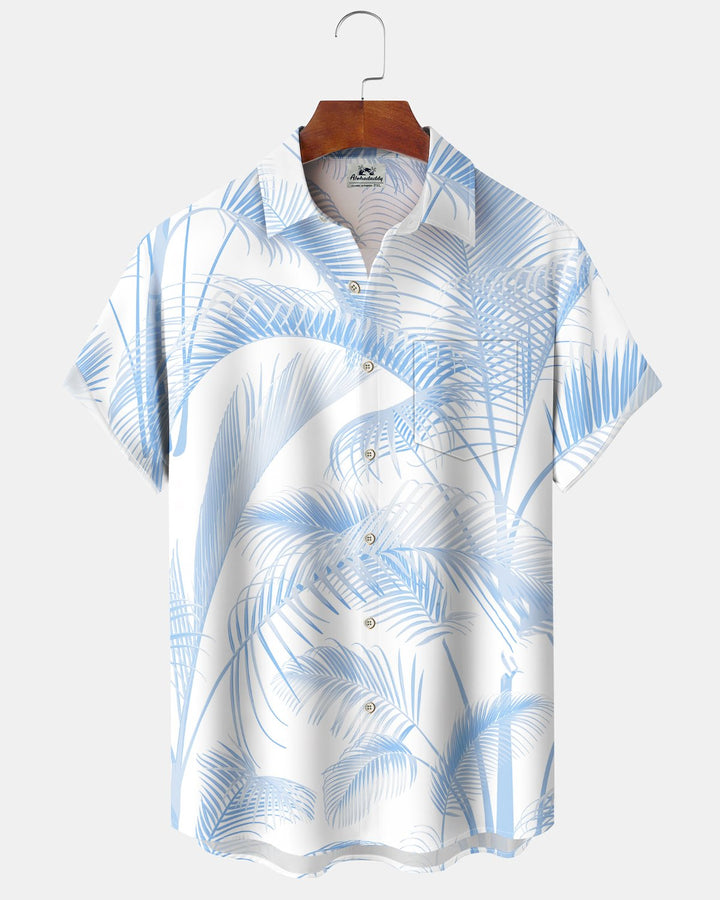 Alohadaddy® Hawaiian Palm Leaf Print Art Button Pocket Cardigan Men&