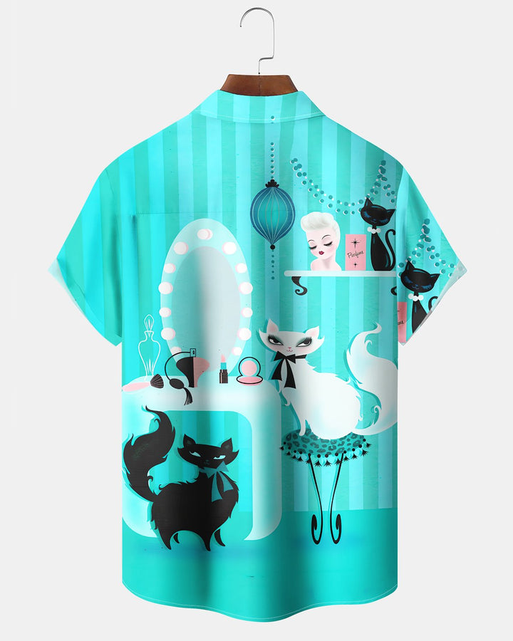 Alohadaddy® Casual Atomic Print Art Button Pocket Cardigan Men&