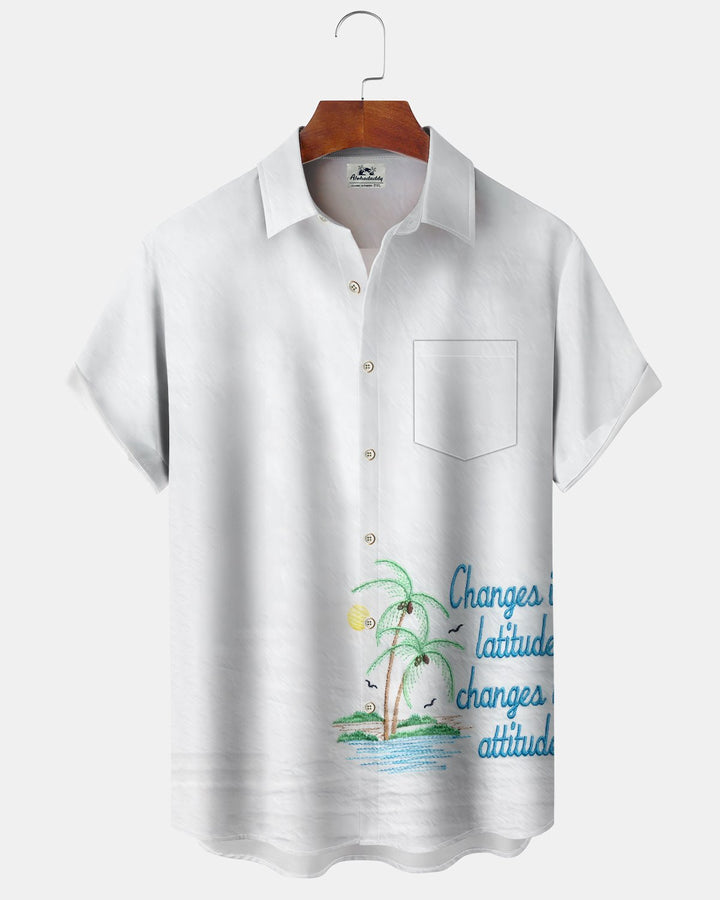 Alohadaddy® Hawaiian Palm Tree Print Art Button Pocket Cardigan Men&