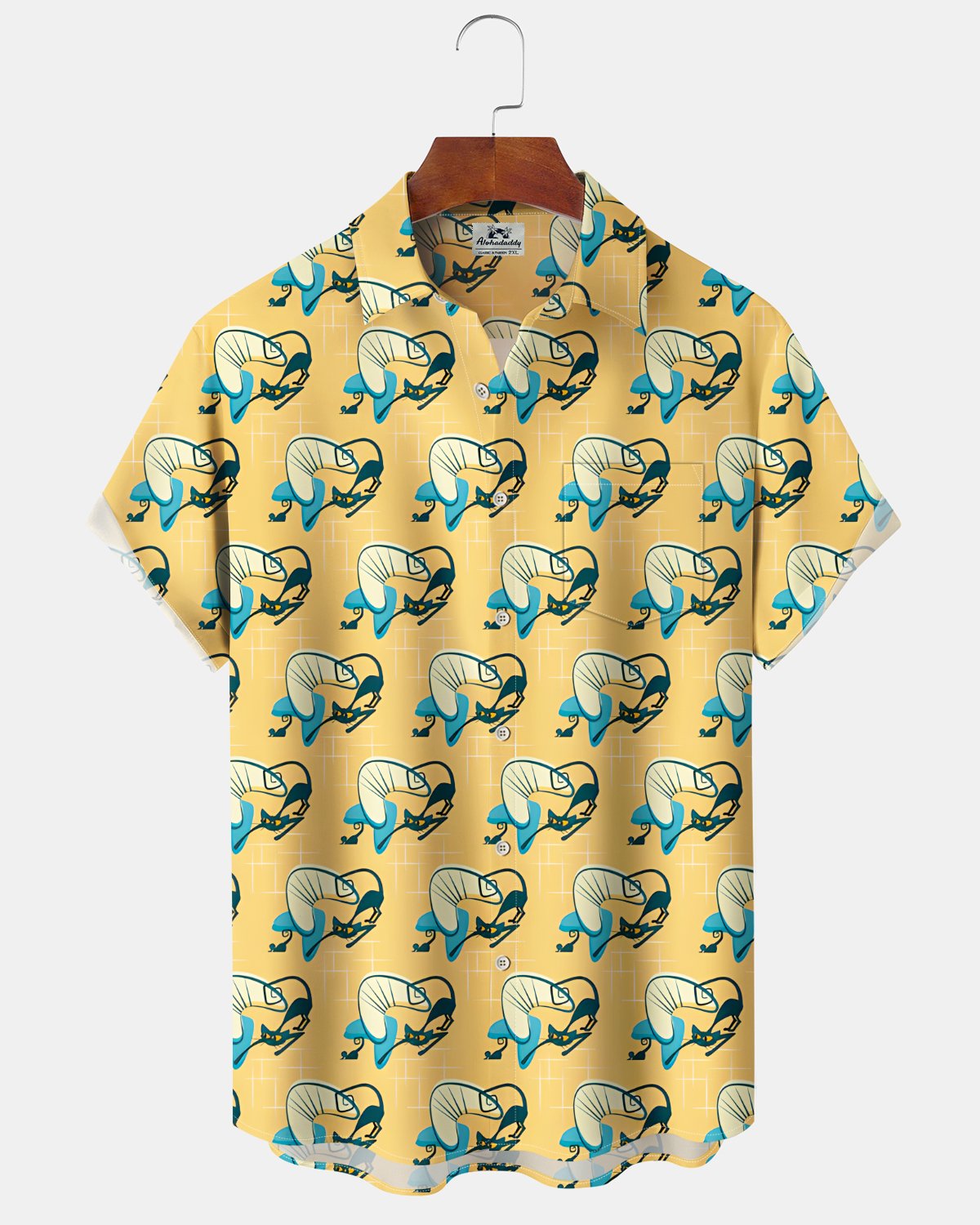 Alohadaddy® Casual Atomic Print Art Button Pocket Cardigan Men's Short Sleeve Shirt