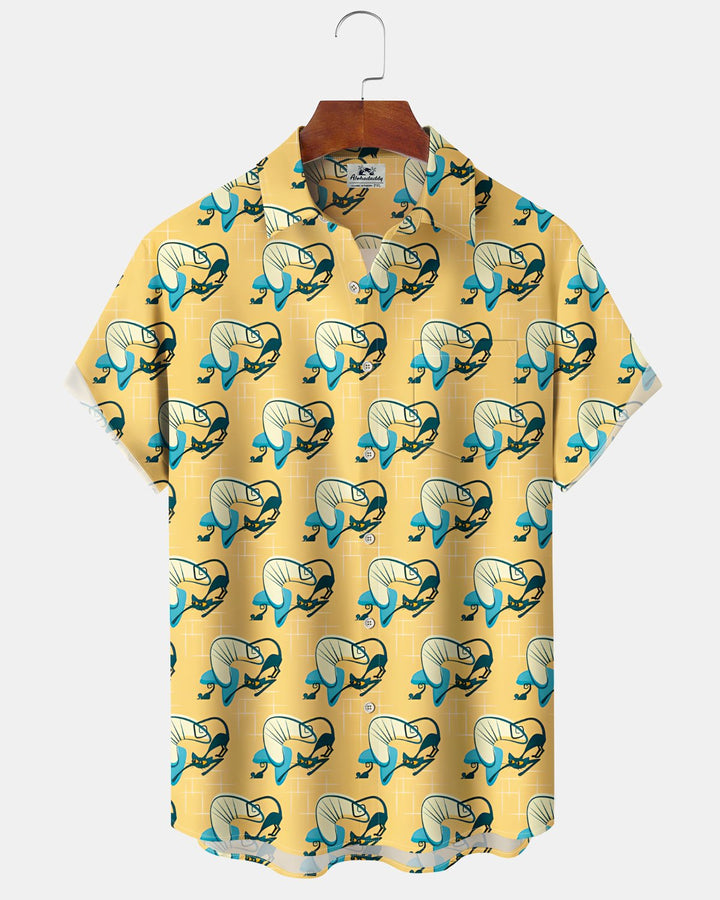 Alohadaddy® Casual Atomic Print Art Button Pocket Cardigan Men&