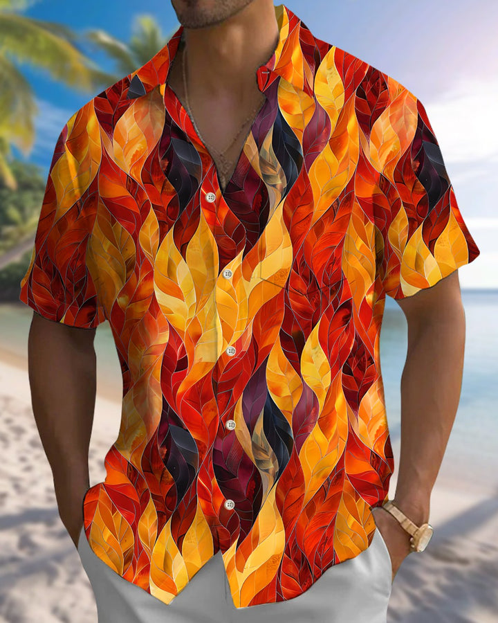 Alohadaddy® Casual Abstract Print Art Button Pocket Cardigan Men&