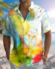 Alohadaddy® Retro Abstract Print Art Button Pocket Cardigan Men's Short Sleeve Shirt