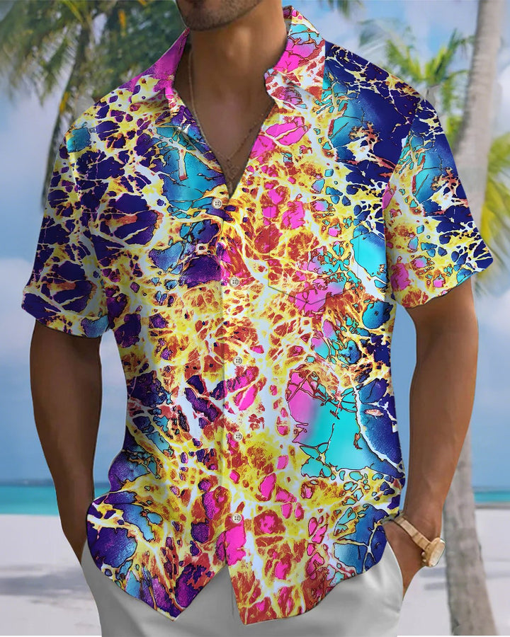 Alohadaddy® Vintage Abstract Print Art Button Pocket Cardigan Men&