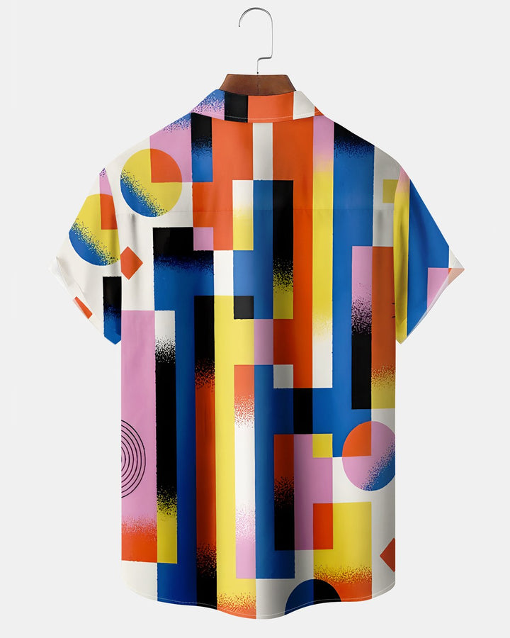 Alohadaddy® Casual Geometric Print Art Button Pocket Cardigan Men&