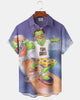 Alohadaddy® Hawaiian Surf Print Art Button Pocket Cardigan Men's Short Sleeve Shirt