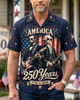 Alohadaddy® Retro Men's Short-Sleeve Cardigan Shirt 250th Anniversary of the USA Commemorative Print Art Button-Front with Pockets